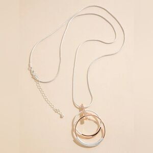 Ricki's New With Tag Long‎ Silver Necklace With Circle Pendants